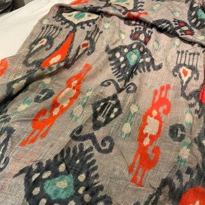 Ikat pattern cashmere blend scarf